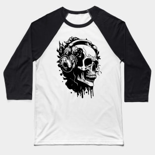 skull listening to music Baseball T-Shirt